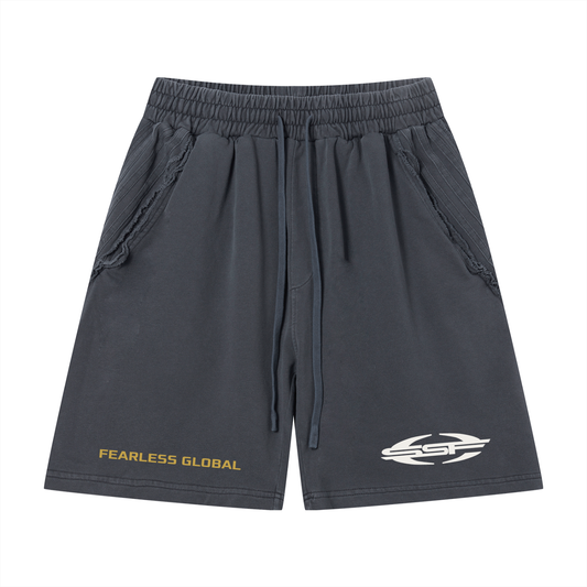 Unisex Vintage Wash Raw Edge Shorts