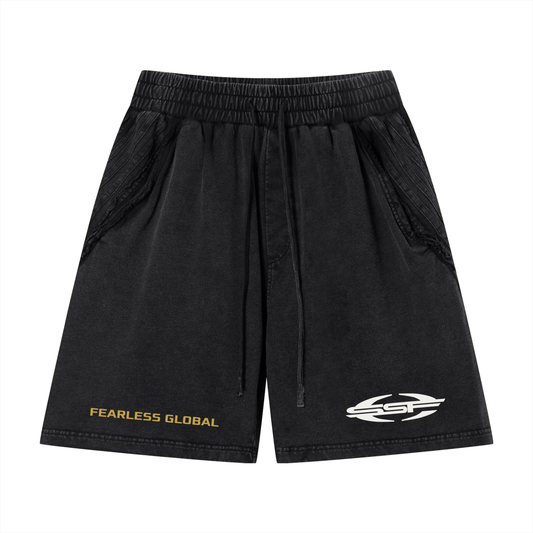 Unisex Vintage Wash Raw Edge Shorts